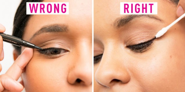 Jangan menarik ujung mata saat memakai eyeliner